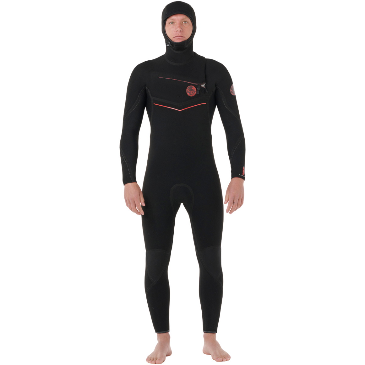 2026 Rip Curl Mens Flashbomb Fusion 5/4mm Hooded Chest Zip Wetsuit 173MFS - Black
